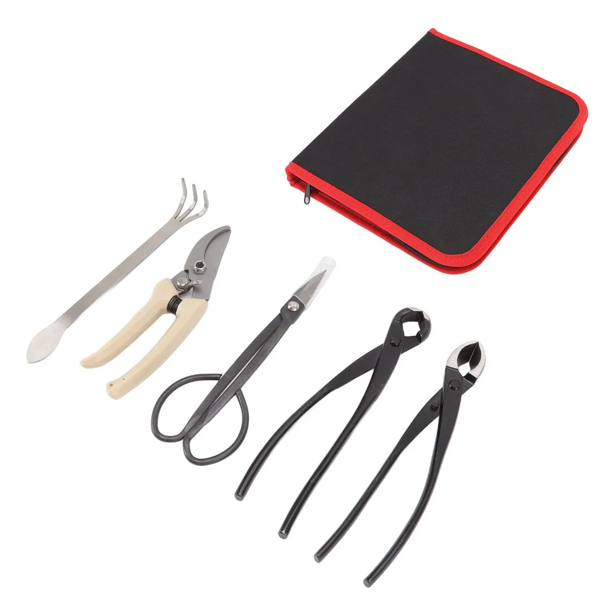 5 Pieces Carbon Steel Bonsai Tool Kit - Scissors & Rakes