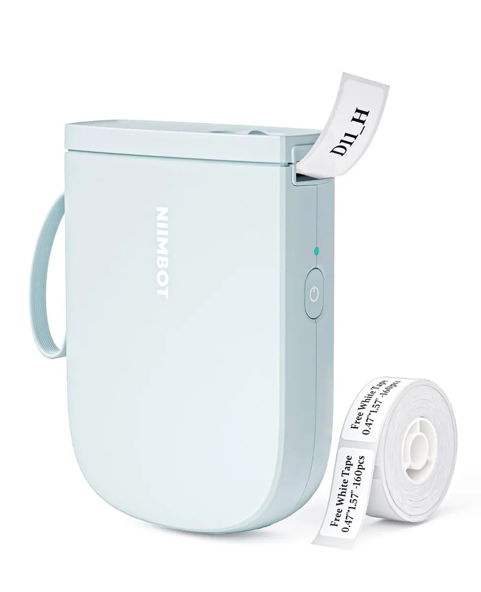 Niimbot - D11_H - 300DPI Bluetooth Thermal Label Printer & Free Label Roll - Baby Blue