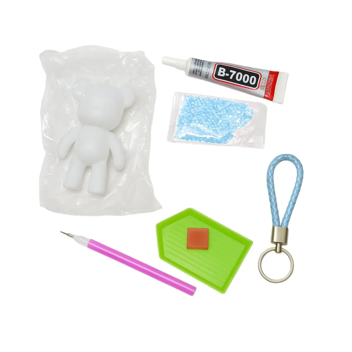 DIY Diamond Dotting Bear Keychain Kit - Sparkly Craft Gift for Kids - Bluebell Shine