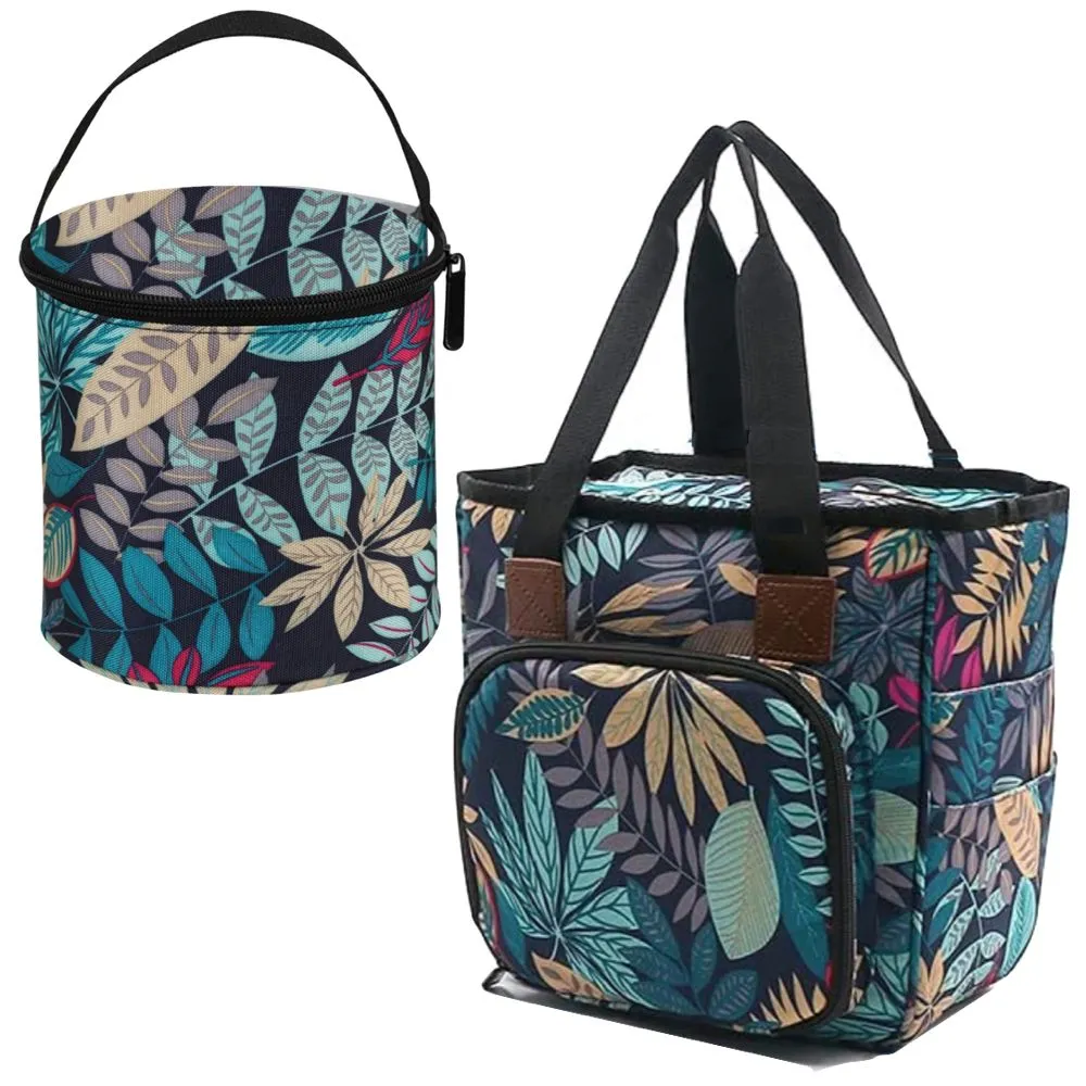 Craft Yarn Storage Bag With Crochet Needlework Accessories Storage Bag - Blue, Green