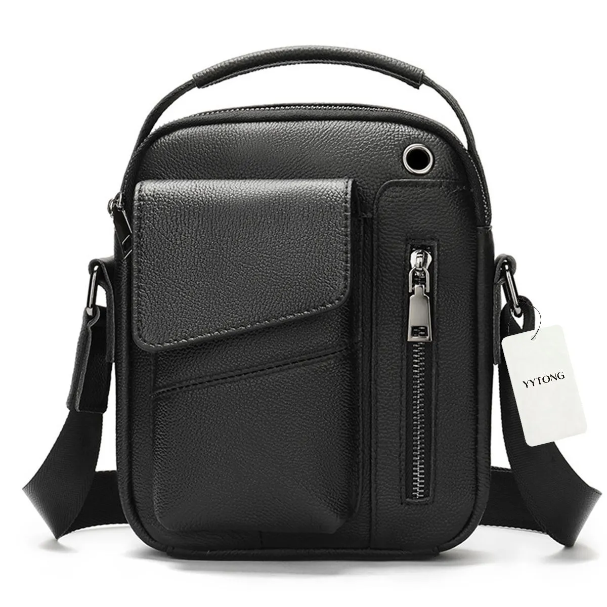 YYTONG Mens Genuine Leather Crossbody Work Bag Adjustable Strap