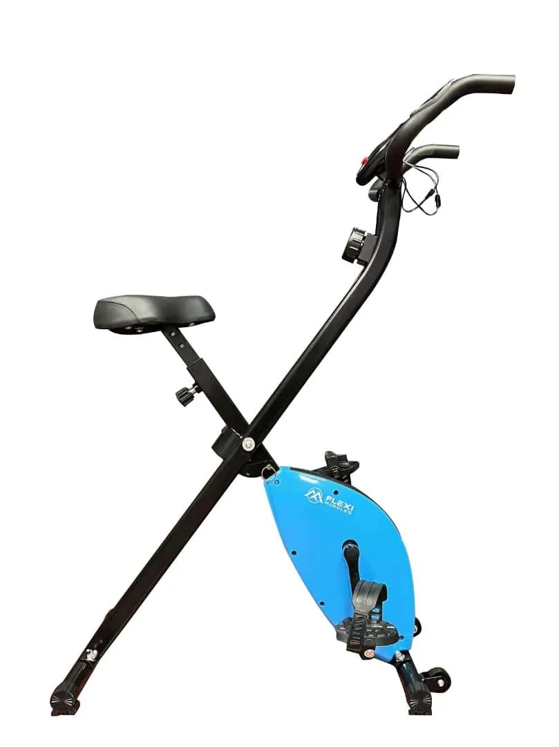 Flexi Muscles - Foldable exercise bike with multiple resistance levels. - Blue