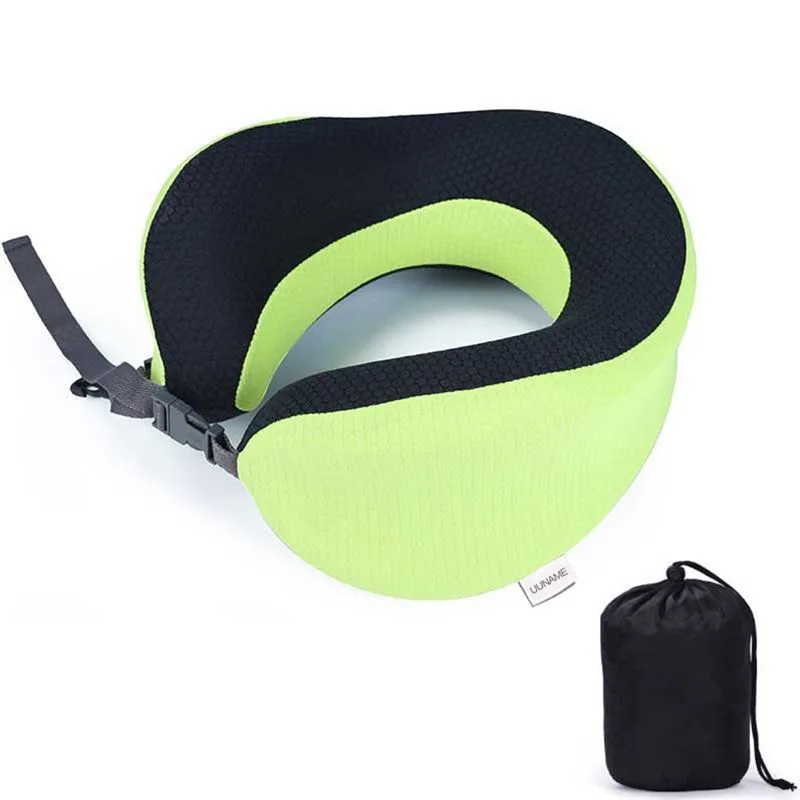 Uuname Travel U Shaped Pillow Memory Foam Pillow With Carrying Pouch - Green