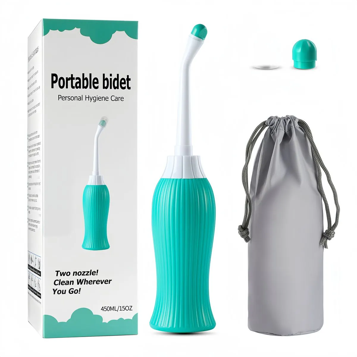 Handheld Portable Bidet Spray Bottle Portable Angled Nozzle Spray Flush - Green