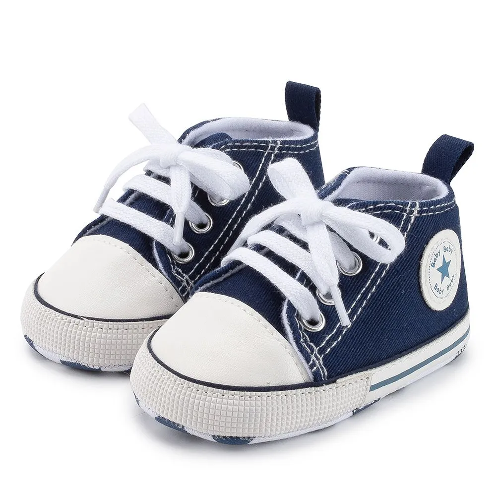 Baby Soft Sole Walking Shoes - Anti-Slip Canvas Sneakers for Infants - Blue