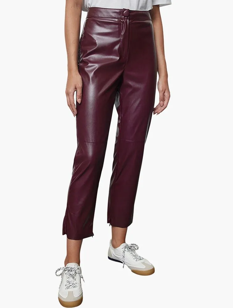 TRENDYOL Faux Leather Zip Hem Cigarette Pants