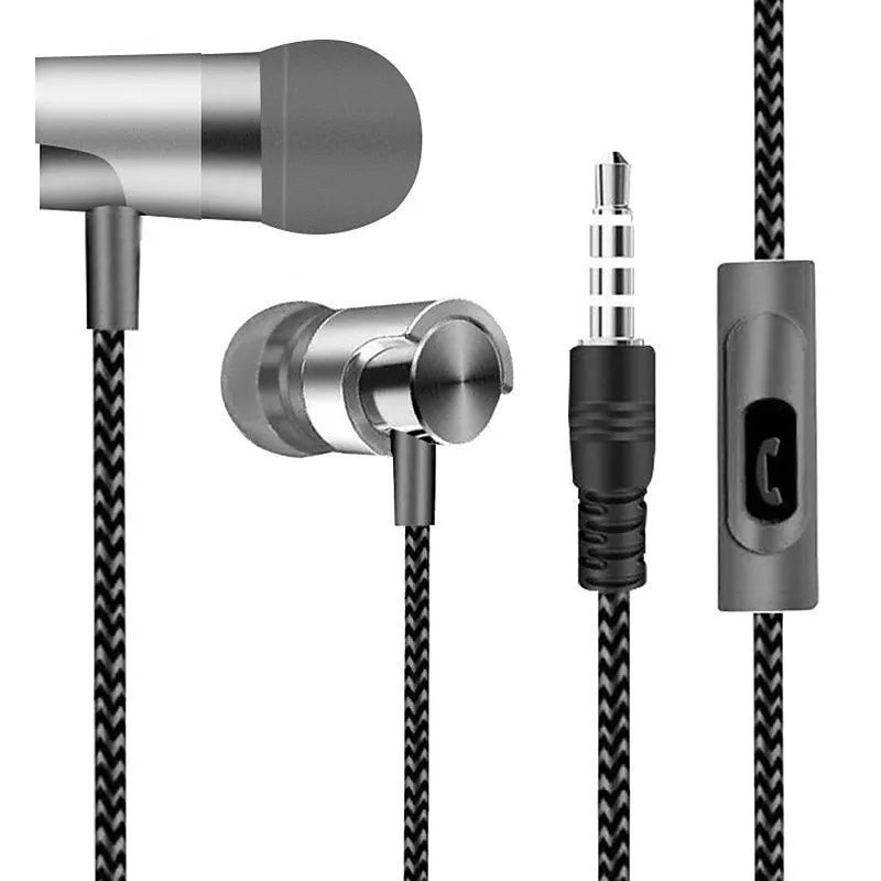 Wired Earphone In Ear Noise Cancellation Stereo Sports Music Headphones - Black