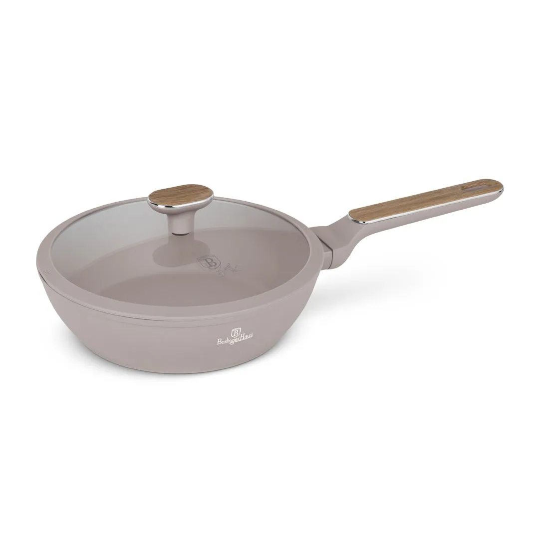 Berlinger Haus 24cm Titan Pro Coating Deep Frypan with Lid - Taupe Nordic