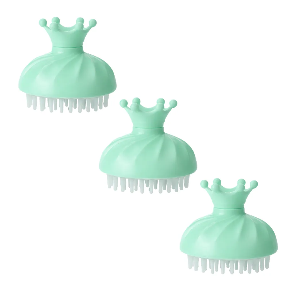 3 Pack - Crown Baby Bath Scalp Brush - Green