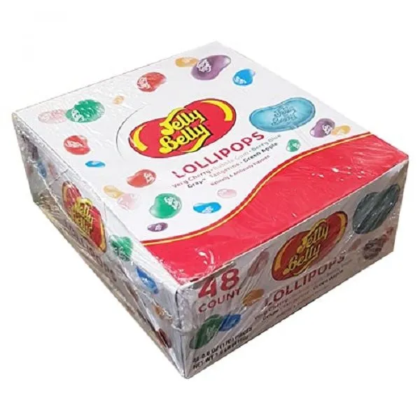 Adam & Brooks Jelly Belly Lollipops Candy Sweets Snacks Suckers Box of 48