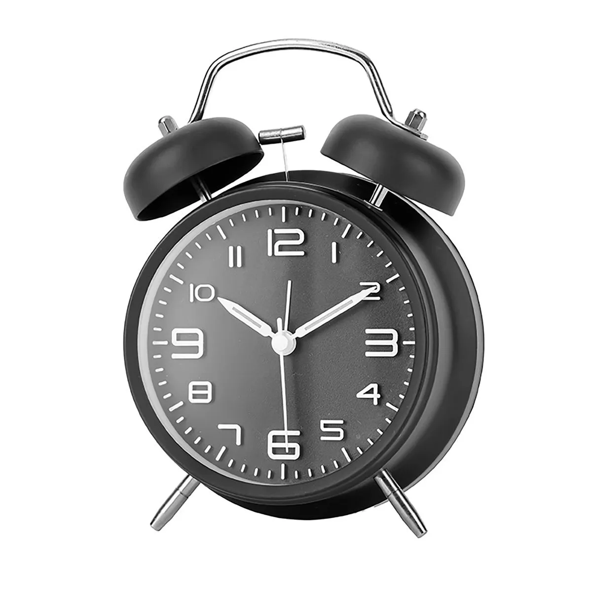 Twin Bell Loud Alarm Clock, Analog Alarm Clock, Round Wakeup Clock for Dorm - Black