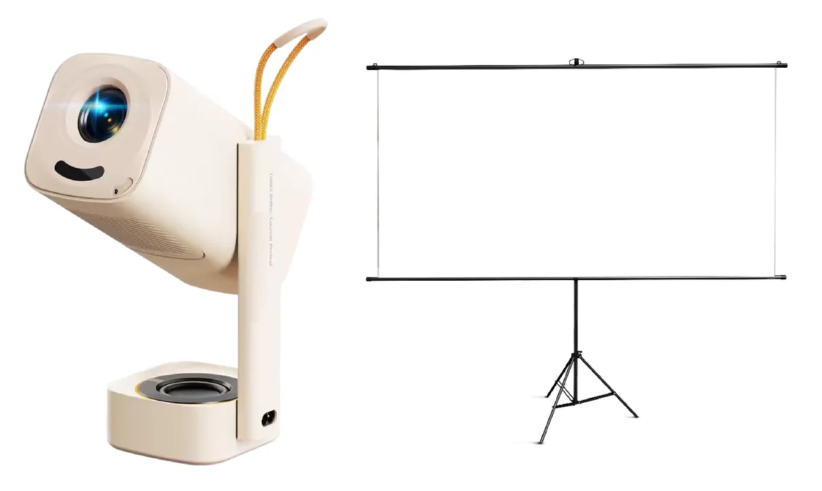 Yaber T1 Pro Mini Cinema Projector + CS 100" Projector Screen with Stand