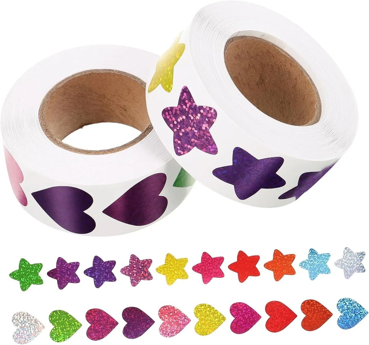 2rolls Star and Heart Shaped Reward Stickers for Boys and Girls