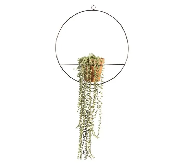 Round Holder for Hanging Pots Black 500 x 530 x 160 mm