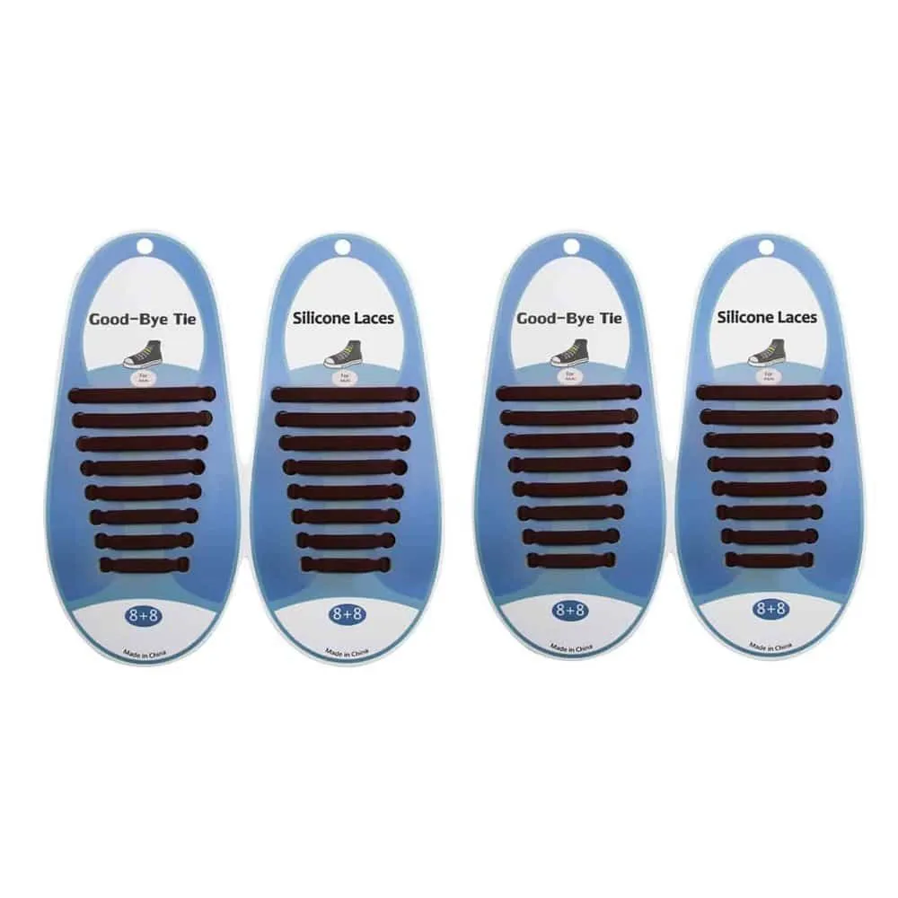 Killer Deals No-Tie Lazy Silicone Speed Shoelaces - Adults (x2) - Brown