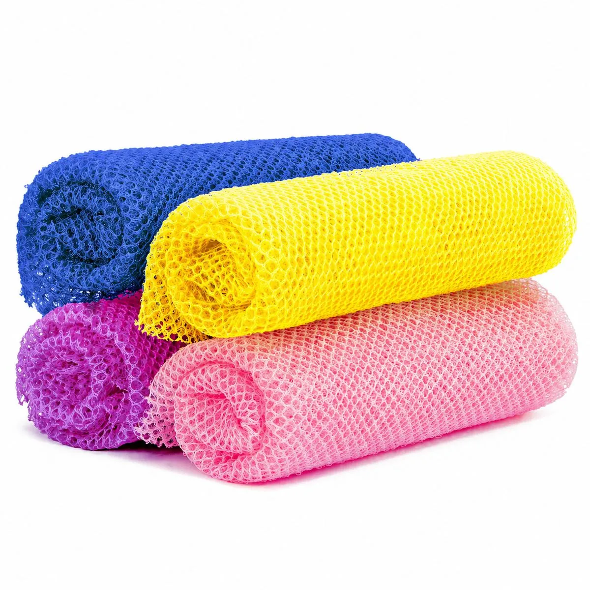 4-Pack African Net Sponge, Natural Exfoliating Loofah Body Scrub Towel