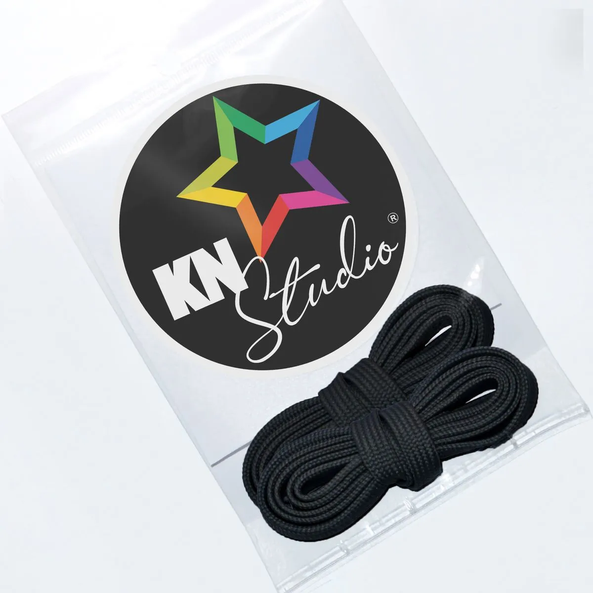 2 Pairs of KN Studio High Quality Flat Shoe Laces - 150cm - Black