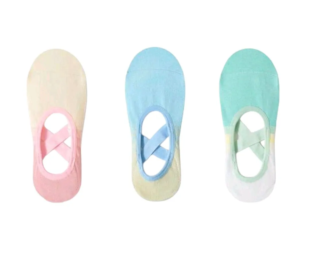 3 Pairs Women's Tie-Dye Yoga & Rebounding Essential Socks