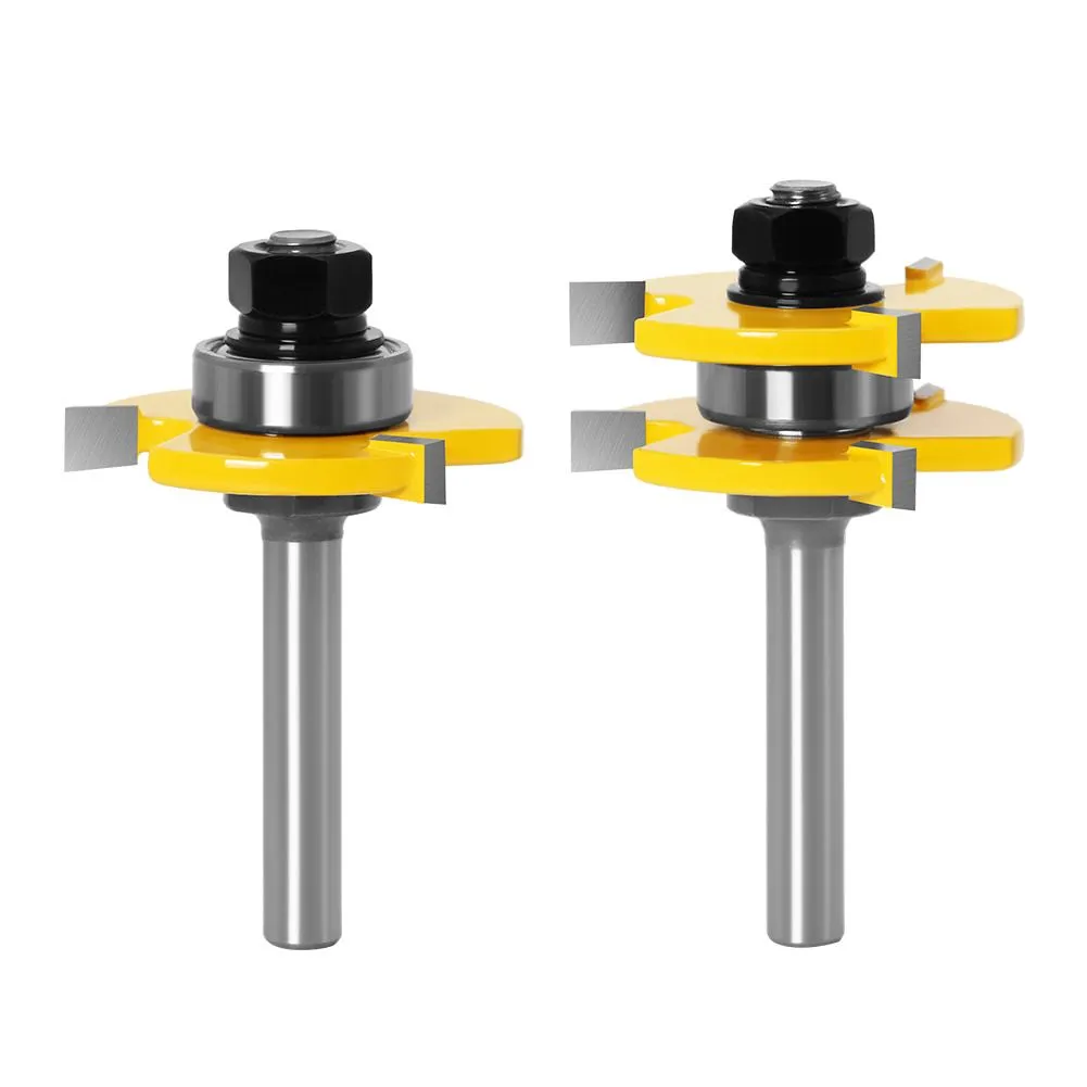 2Piece Woodworking Milling Cutter with 3 Teeth TShaped Floor Splicing Knife