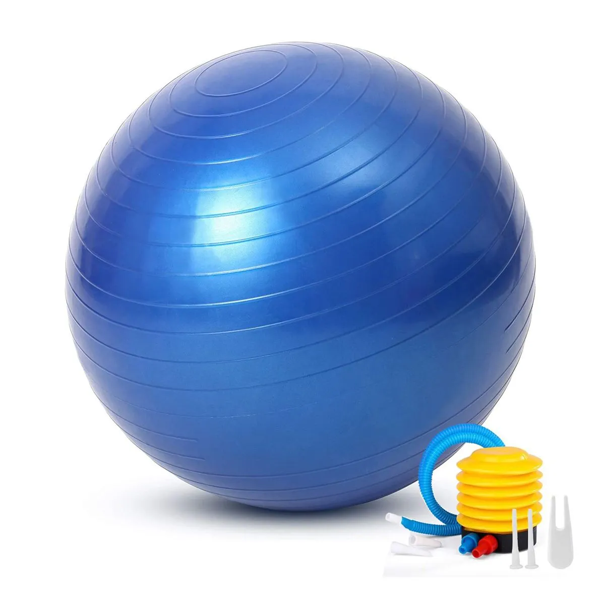55cm Exercise Gym Yoga Ball Anti Burst Balance Fitness Ball With Air Pump - Blue