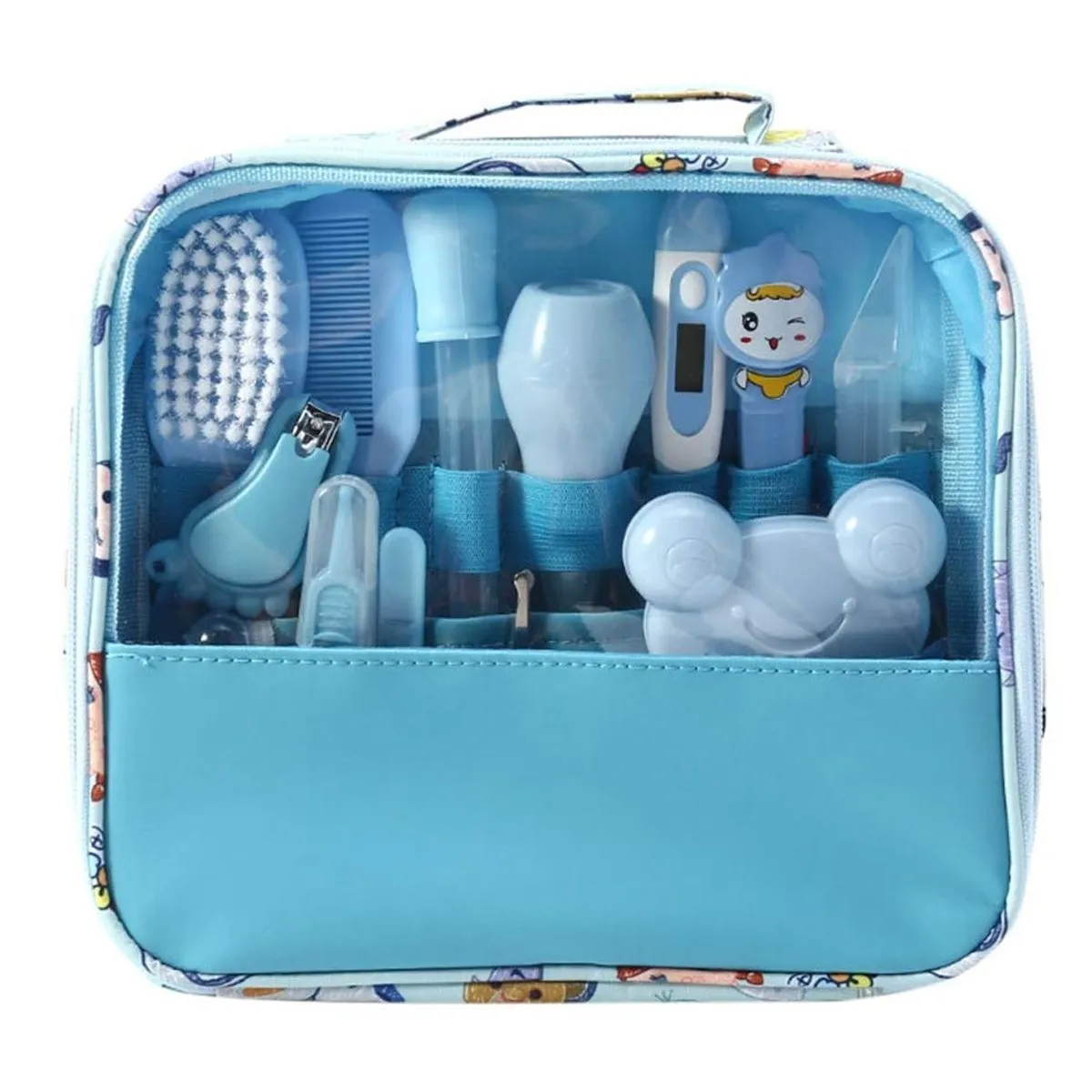 13 Piece Travel Bag Baby Care Set Nail Grooming Nursery Essentials Kit - Blue