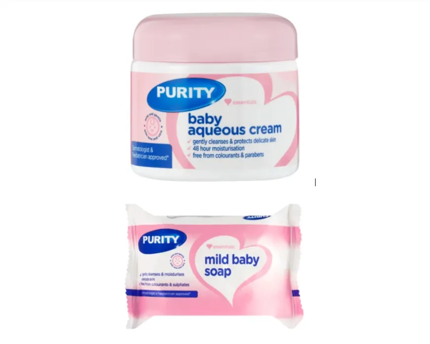 2 x Purity Mild Baby Soap Bar 175g & 2 x Baby Aqueous Cream Essentials 325g