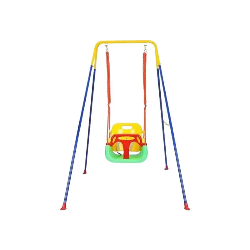 3-in-1 Indoor And Outdoor Kid's Play Seat Swing With Folding Frame Stand - Green