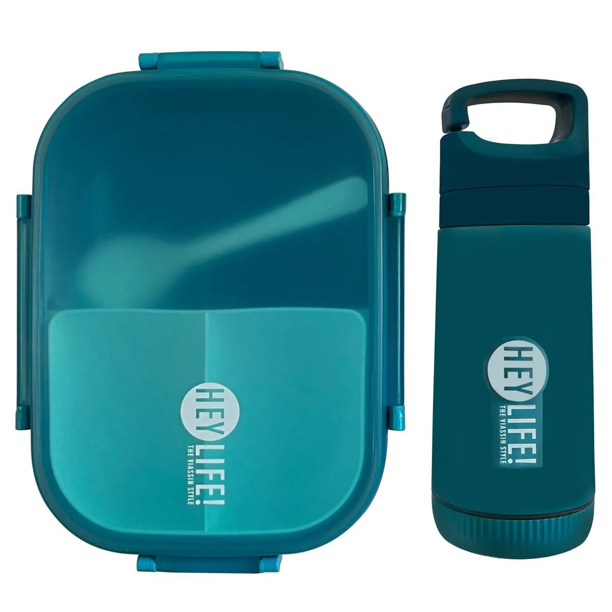 Square Lunch Box With A Water Bottle - Blue