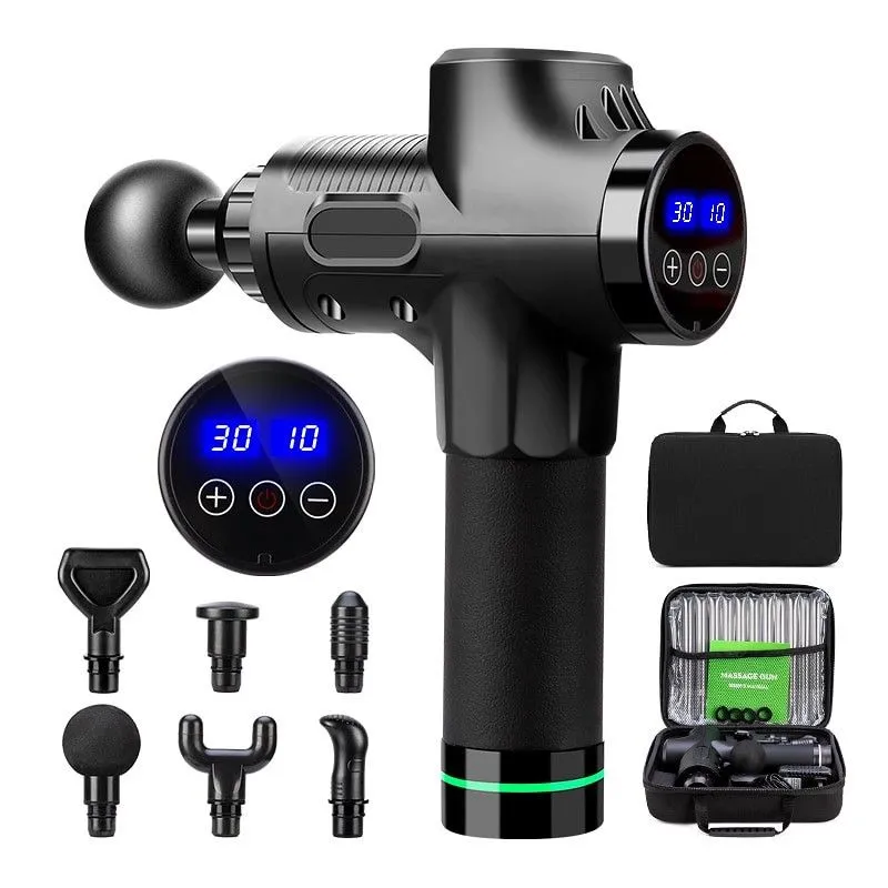 30 Speed Levels Deep Tissue Muscle Massage Gun with 6 Heads - Black