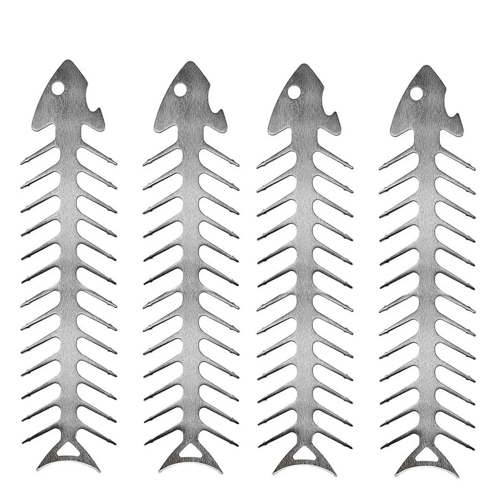Stainless steel fish bone BBQ skewers for grilling meat and seafood