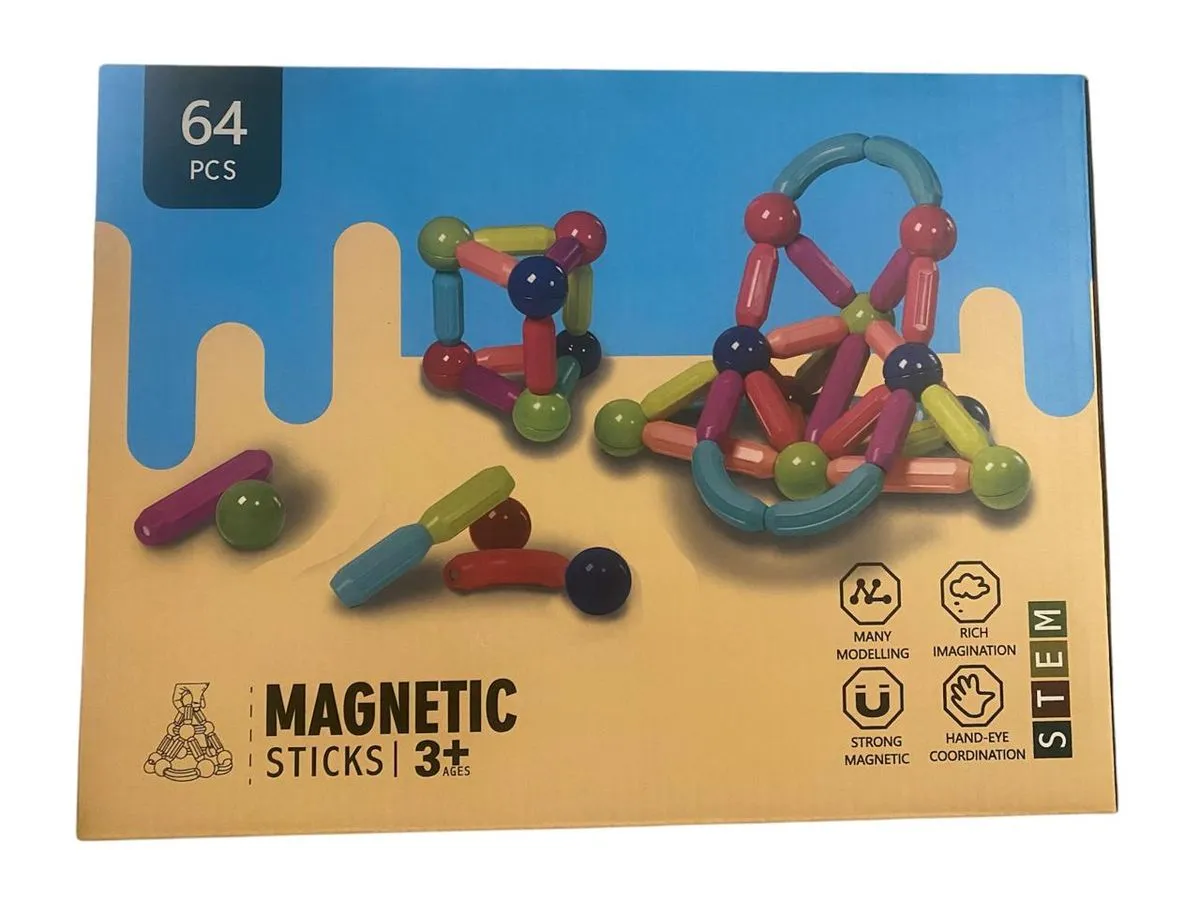 Magnetic Games Magnetic Balls And Bars 64 Piece Building Blocks Toy