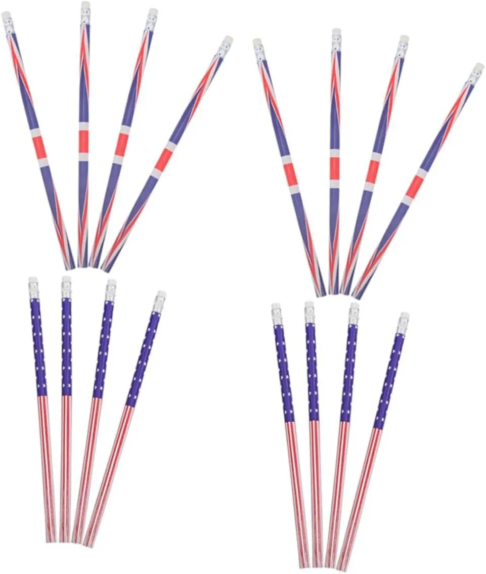 24pcs Cartoon Pencils with Flags for School Supplies Friendly Sketching