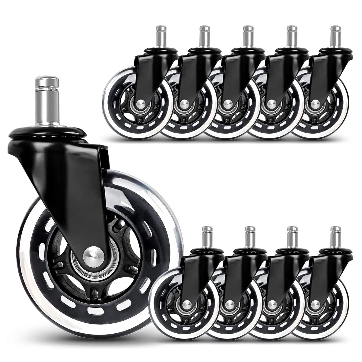 10pcs Office Chair Wheels Smooth & Quiet Rolling Casters Universal Fit 11mm