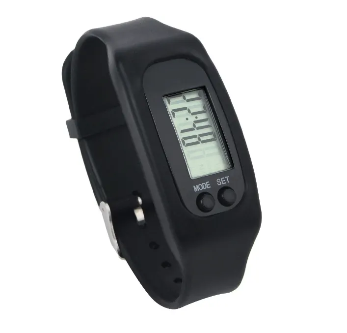 Pedometer Wristband/Watch, LCD Screen, Black, Includes Battery