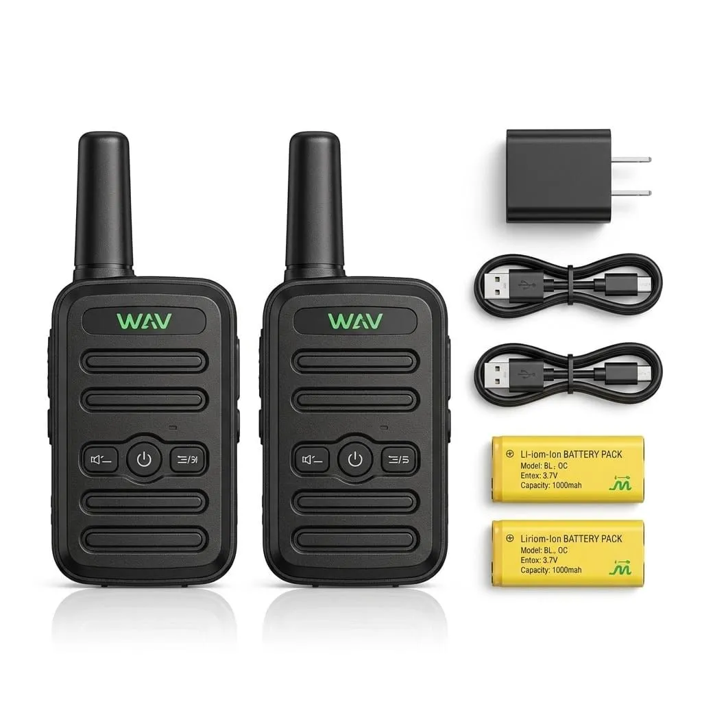 WLN Professional 5W Two-Way Radio Mini Walkie Talkie Set - Black (Set of 2)