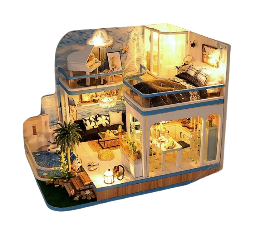 Creative DIY Dollhouse Kit Crafts 3D Puzzle Wooden for Teens Kids A