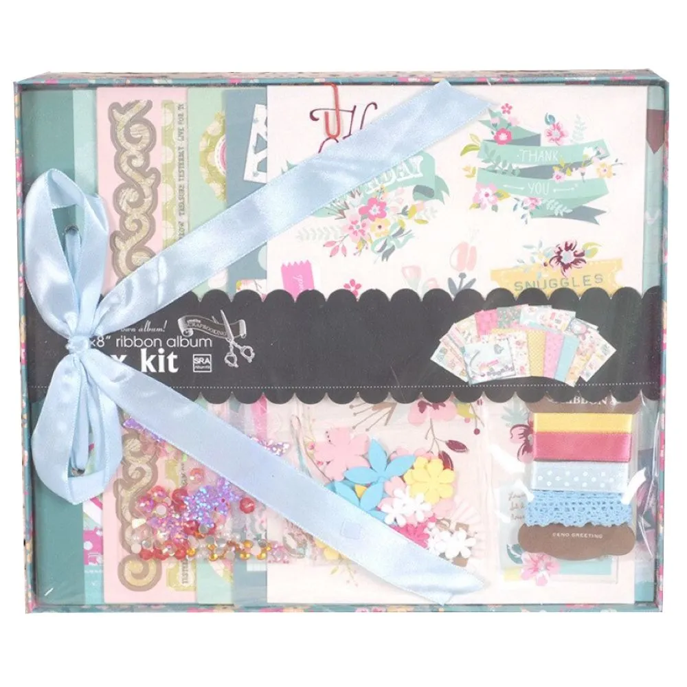 Craft All Inclusive Vintage Scrapbooking Album Kit (25x 21x2cm) Value Pack - Blue