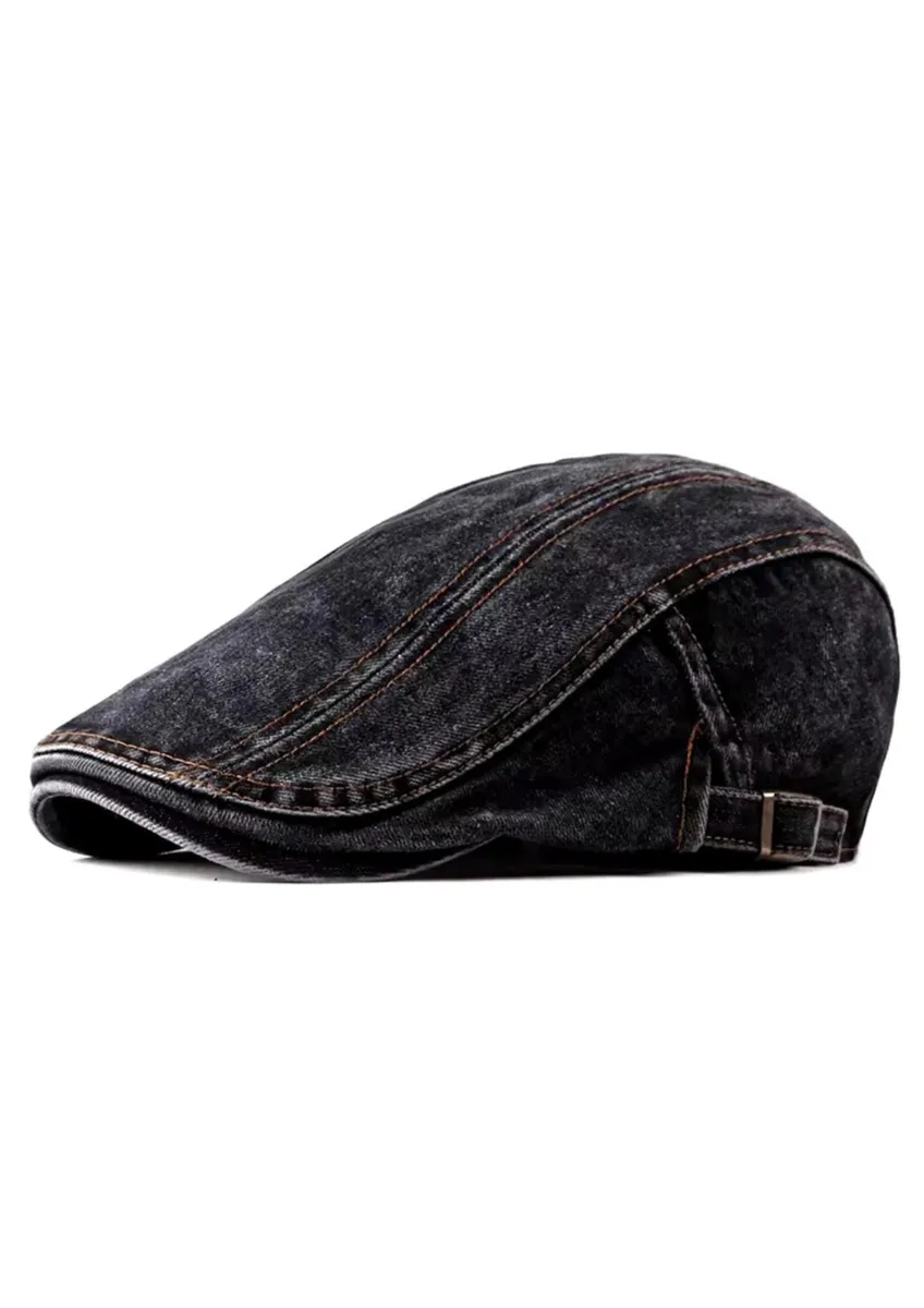 Retro Casual Denim Caps - Black - Black
