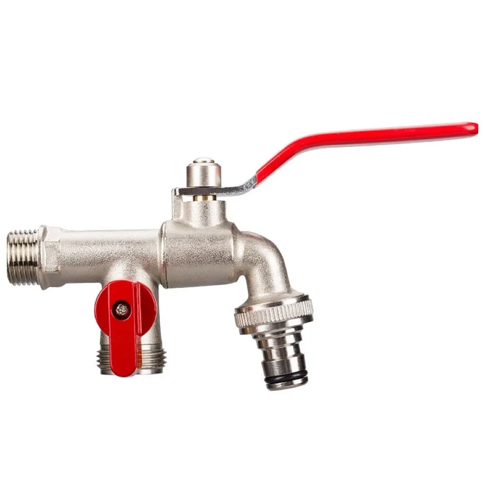 Tool DIY Plumbing Dual Nozzle Water Tap Brass Quick Opening Faucets