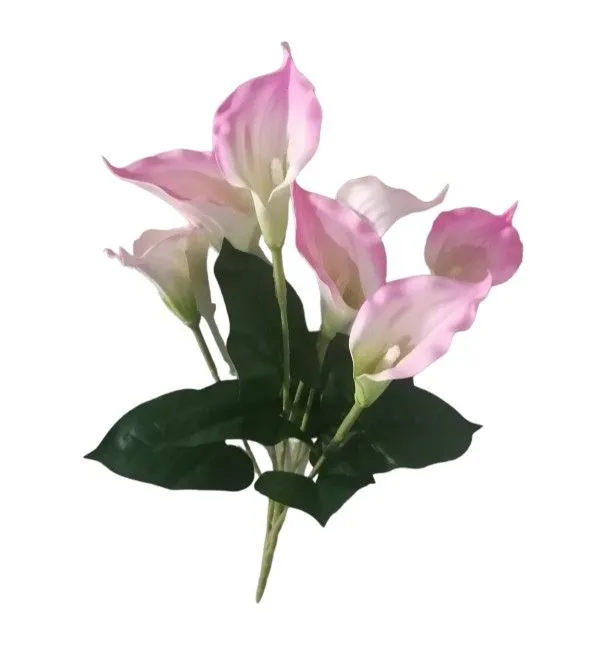 7 Heads PU Real Touch Calla Lily Artificial Flowers Bouquet - Pink