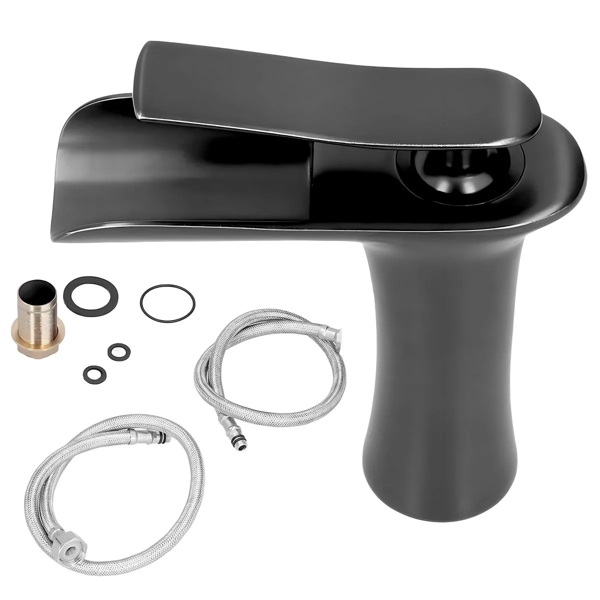 YB Sparkle - Matte Black Sink Basin Waterfall Style Tap Faucet Mixer