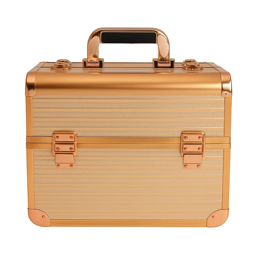 Rose Gold Professional Aluminum Makeup & Nail Products Vanity Travel Case