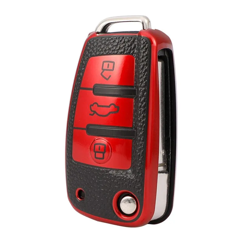 Nexon TPU Leather Key Covers - Audi Design 1 - Red
