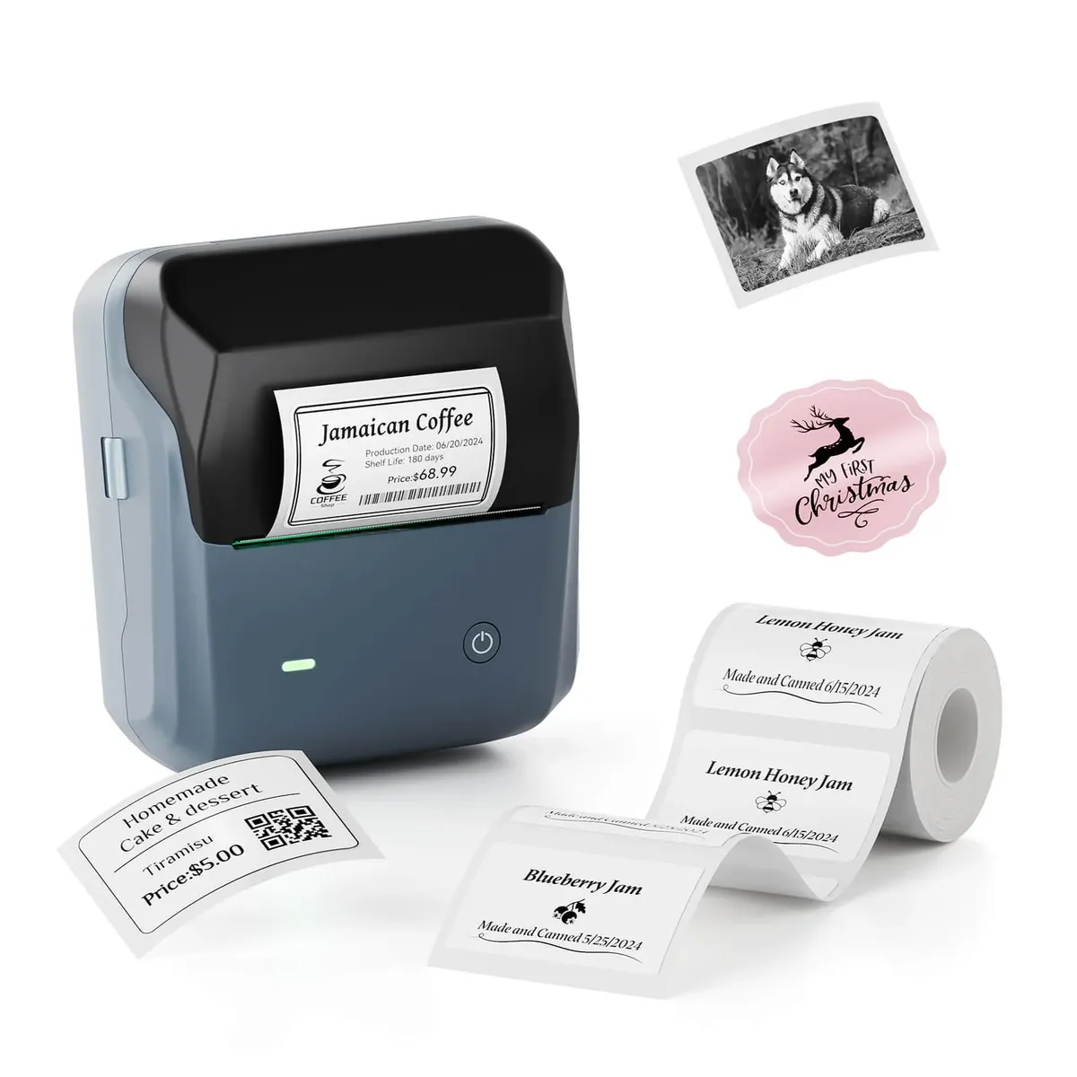 Niimbot - B31 - Thermal Bluetooth Printer Incl Free Label Roll (70x40mm) - Lake Blue