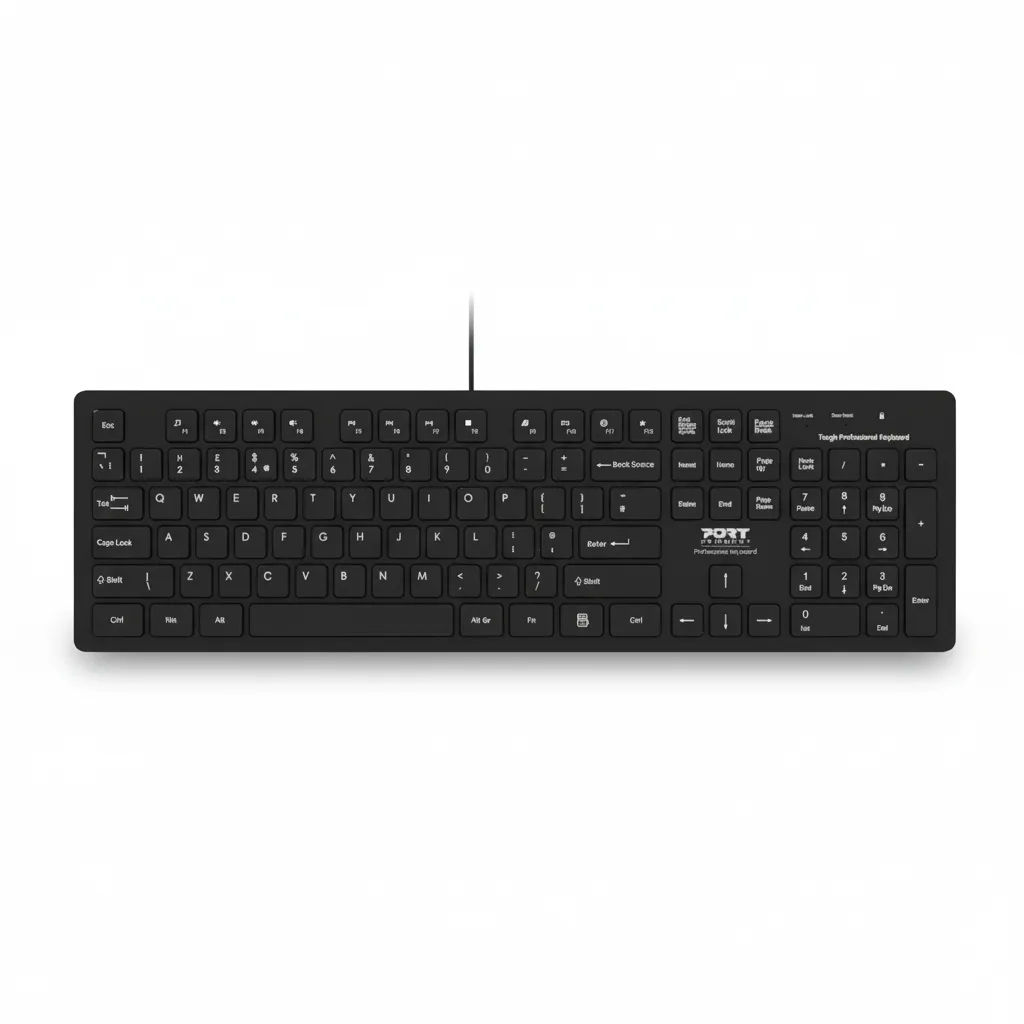 Port Wired Office Keyboard - Ergonomic Full-Size USB Design