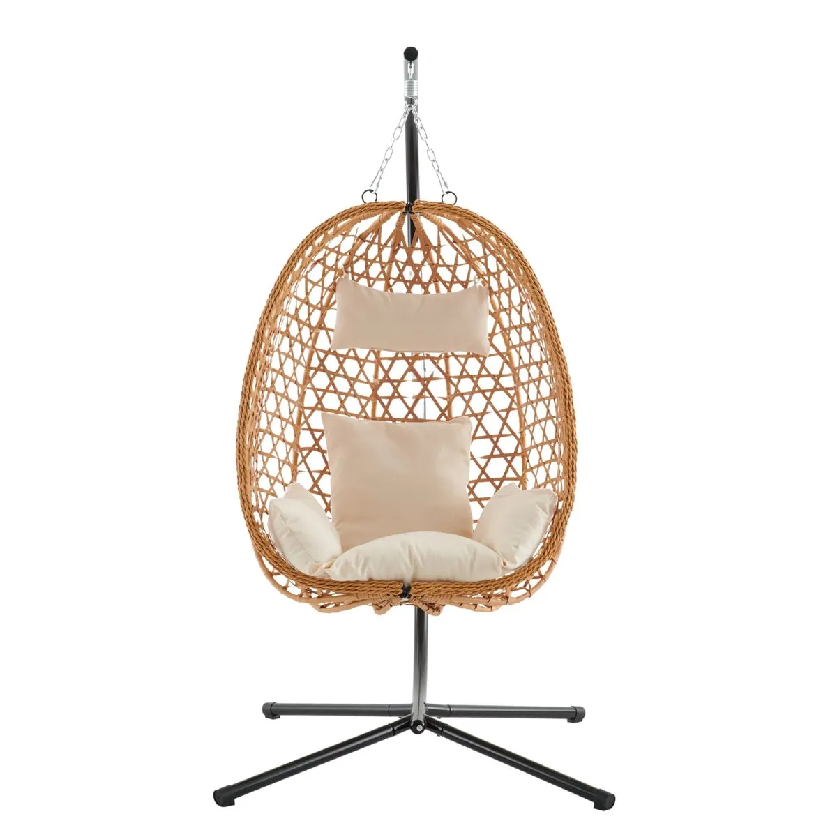 Minhaj Homeware - Outdoor & Indoor Hanging Egg Chair with Cushions - Brown