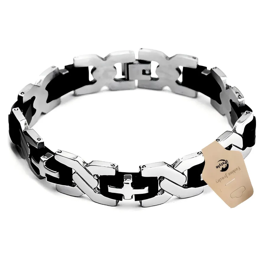 Men Black Carbon steel Charms & Charm Bracelets Bracelet