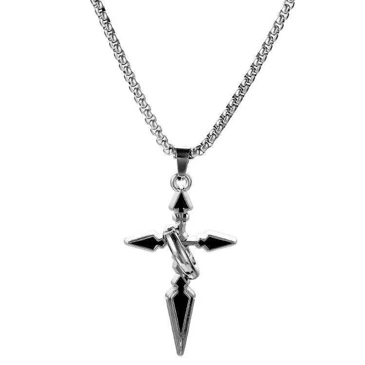 Arrow Shaped Cross Necklaces for Men Women - Cross with Circle Pendant