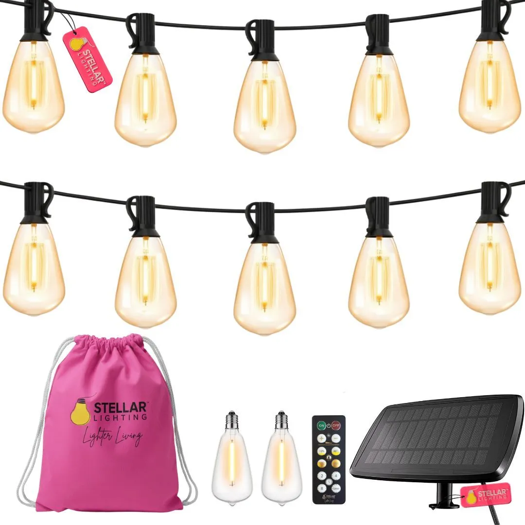 Stellar Lighting Solar Powered 25 Vintage LED Bulbs String Light - 10m