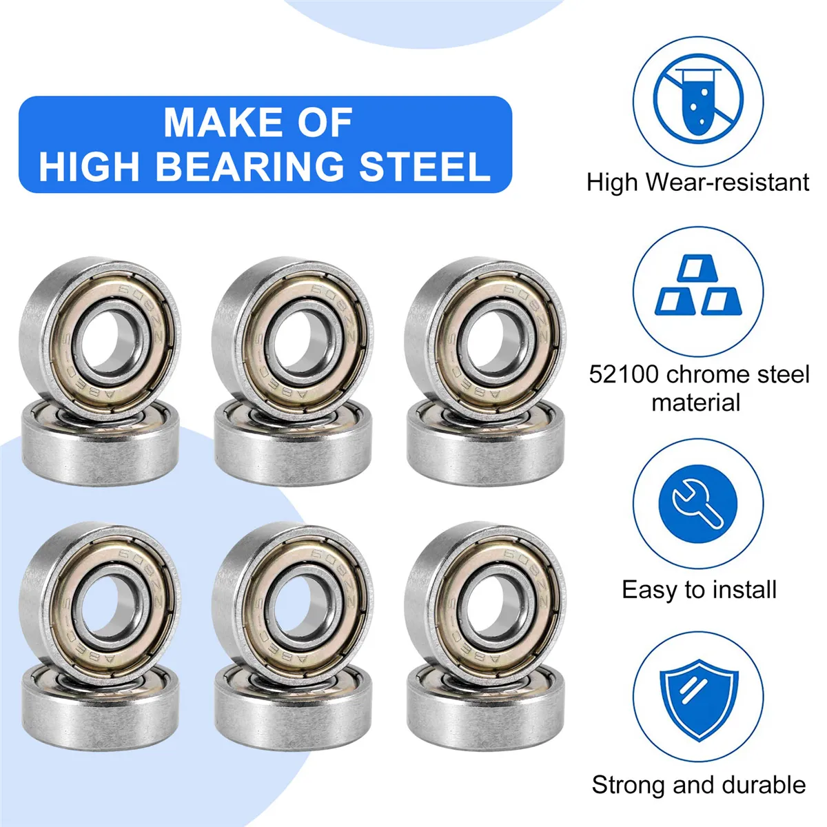 80Pcs 8X22X7 Mm Abec-5 Skate Stroller Miniature 608 Zz Ball Bearings